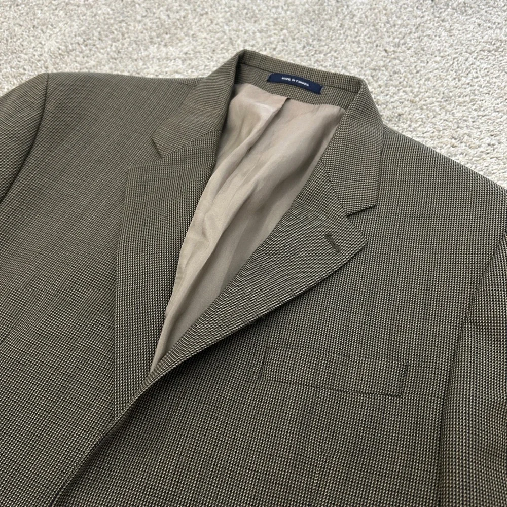 Lauren‎ Ralph Lauren Blazer 46L Brown Micro Houndstooth Wool Sport Coat 2 Button